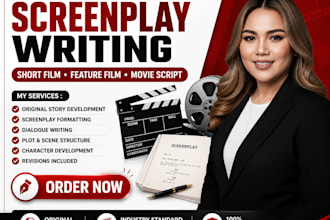 write short film screenplay, feature film script, movie script and screenplay