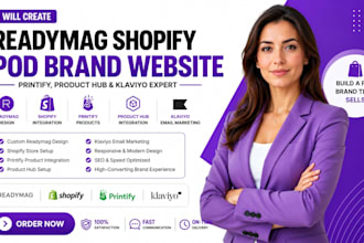create a readymag shopify pod brand website printify product hub klaviyo