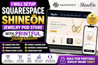 setup design squarespace shineon jewelry pod store with printful integration