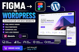 convert figma to wordpress using elementor or divi responsive website