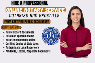 prepare and stamp 1hr CPA letter income verification statement US notary letter