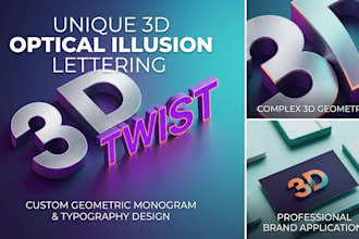 create unique 3d optical illusion lettering or typography design