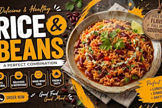 create an attractive rice and beans food promotion post