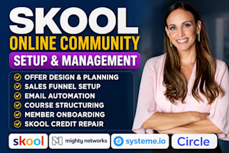 do skool community management and skool classroom setup
