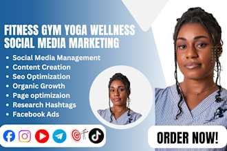 be your social media manager gym, fitness yoga, sport personal trainer wellness