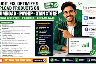 do gumroad payhip stanstore store audit fix error product design listing upload