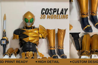 create 3d model for cosplay, armor, prop, stl for print in 48hrs