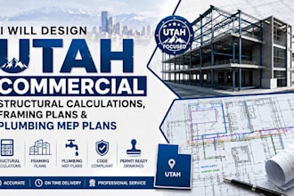design utah commercial structural calculations,  framing plans plumbing mep plan