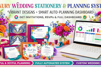 design aesthetic wedding stationery and automated planning spreadsheets