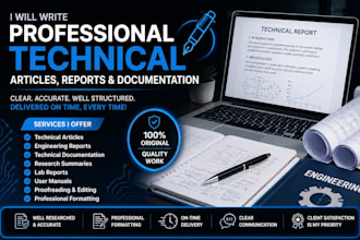 write professional technical articles, reports and documentations