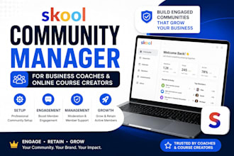 setup skool community manage skool course creation for coaches and creators