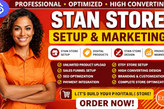 do stan store setup digital product stan store marketing stan store design