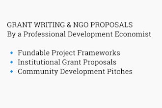 write funded project proposals and grant applications for ngos