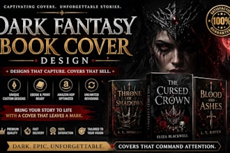fantasy book cover design, dark romance, ebook cover and amazon KDP cover design