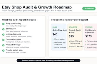 do a complete etsy SEO shop audit and action plan