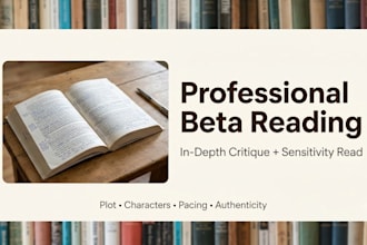 beta read your novel with detailed plot and character report