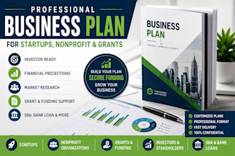 create business plan for startups with financials, grant and nonprofit