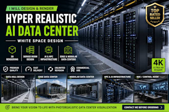 design render hyper realistic ai data center white space