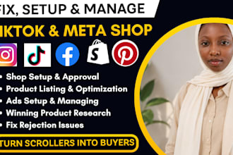 setup your tiktok shop and meta facebook instagram shop, tiktok dropshipping