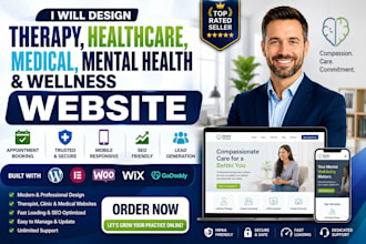 design therapy website, healthcare website, medical website or wellness website