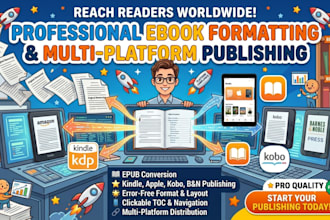 convert and publish book on kindle, apple books, kobo, barnes and noble and more