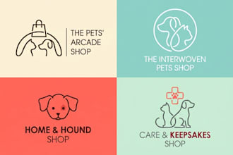 design unique minimal animal, pet, dog, cat logo for shop