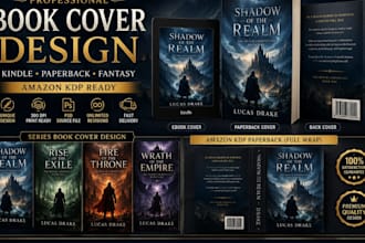 design book cover design, kindle cover design, fantasy book cover and paperback