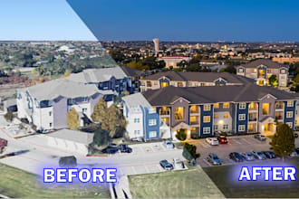 aerial map, drone map image and hdr in photoshop