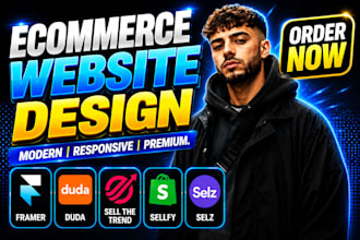 build ecommerce website with framer, duda, sell the trend sellfy or selz