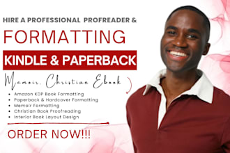 do KDP book formatting, memoir paperback formatting, christian book proofreading