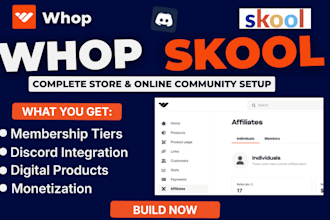 setup online community, whop, skool to monetize digital products, membership sit