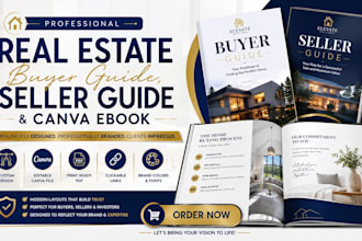 design professional real estate buyer guide, seller guide and canva ebook