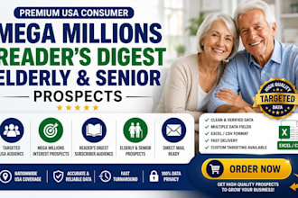 mega million leads, readers digest leads elderly leads