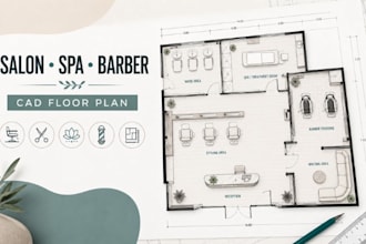 design beauty salon layout, spa room plan, barber shop cad floor plan