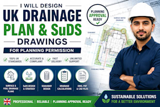 design UK drainage plans and suds drawings for planning permission