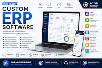 develop erp software, CRM, hrm, inventory, accounting system