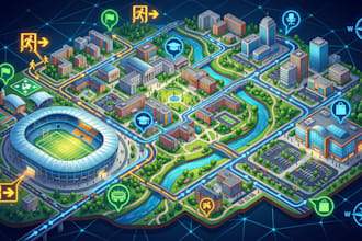 design satelite stadium office evacuation university campus shopping mall maps