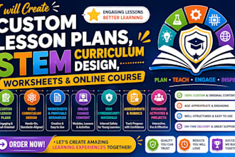 create custom lesson plans stem curriculum design, worksheets and online course