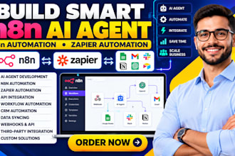 build smart n8n ai agent, n8n automation, zapier automation