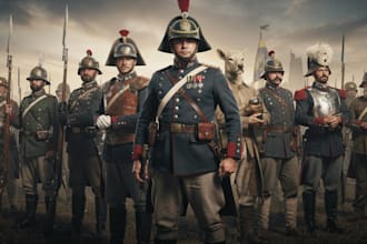 draw history soldiers, warriors, military uniform