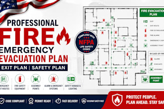 design fire emergency evacuation plan, exit plan, safety plan