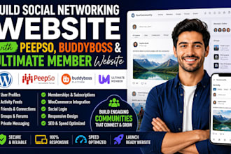 build social networking website with peepso buddyboss ultimate member website