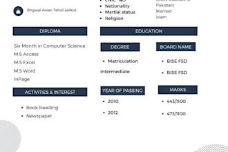 canva designer who creates professional CV resumes,