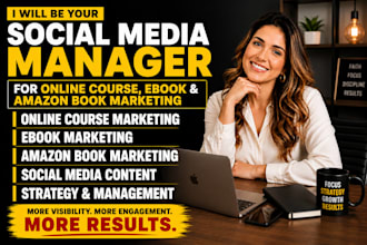 social media marketing manager for online course, ebook, amazon book promotion