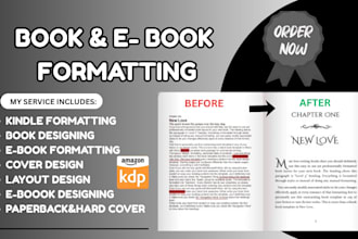 do book formatting , amazon KDP, paper back formatting, ebook layout design