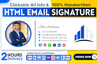 design a clickable email signature for gmail, outlook signature, html signature
