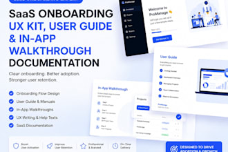 design saas onboarding UX kit, user guide, and in app walkthrough documentation