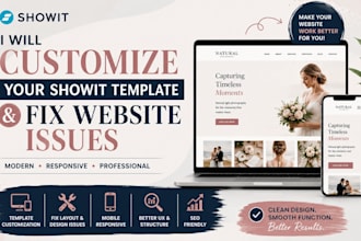customize showit template, update showit website and fix issues