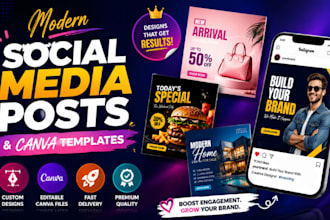 design modern social media posts and canva templates