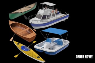 3d boat model, yatch design, marine animation, ship model, rendering